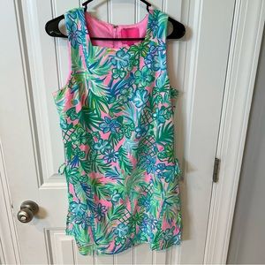 Lilly Pulitzer Donna square neck romper pelican pink coconut row Sz 8 NWT